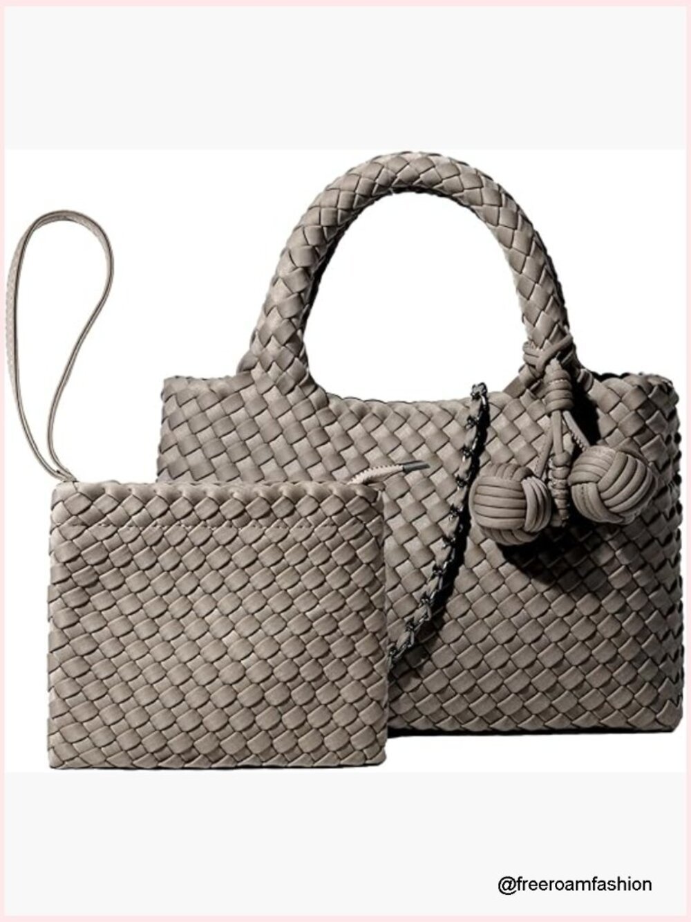 Foldable Chain Crossbody Tote Bag with Coin Purse, Adjustable Strap